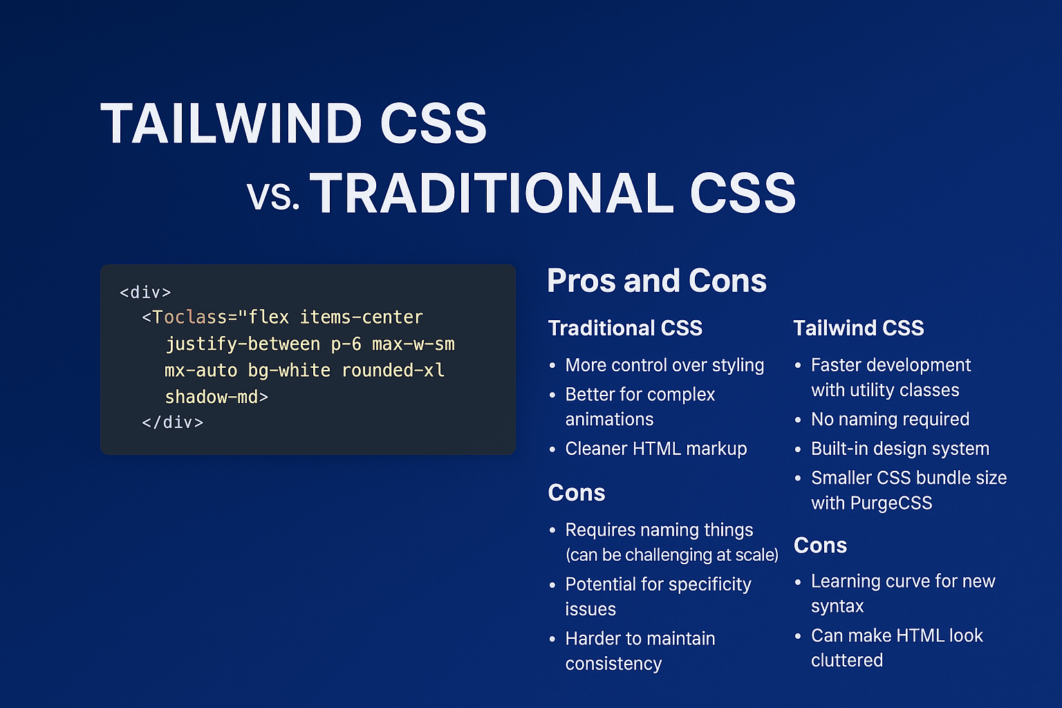 Tailwind CSS vs. Traditional CSS: Pros and Cons